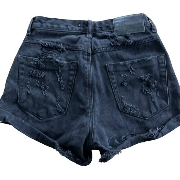 One X OneTeaspoon Black Hawks Denim Shorts Size 24 - Picture 2 of 11